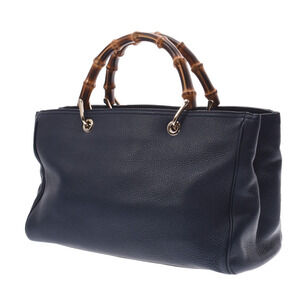Gucci Handbag Blue Top Bag 2way Handle Shopper Leather Bamboo